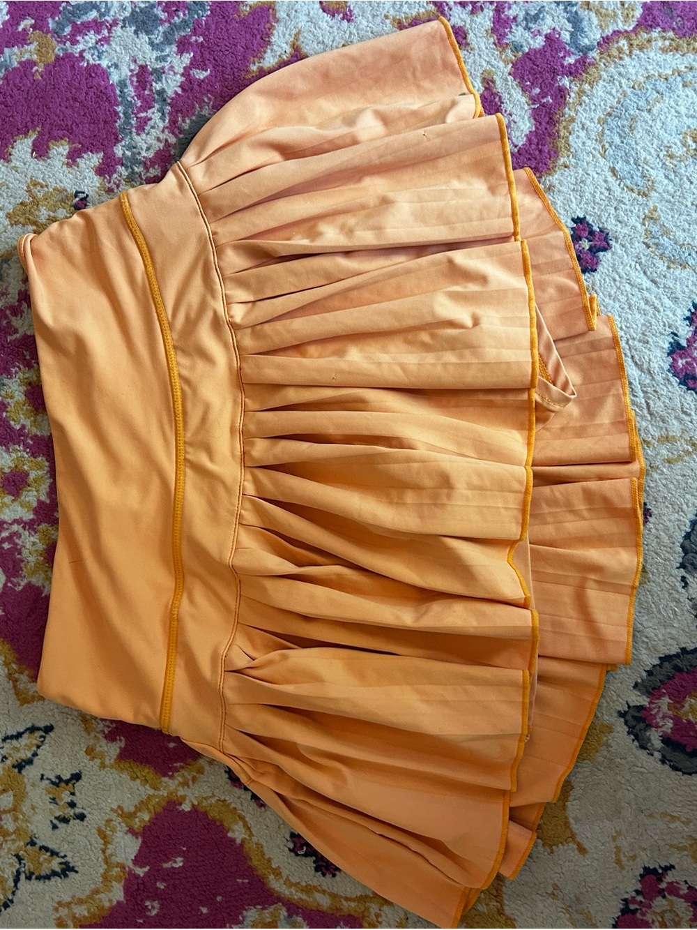 Pleated Mini Skirt in Peach-Orange